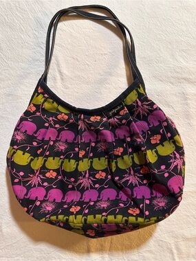 ⭐️ Yakpak Floral Elephant Shoulder Bag in Black, Pink & Lime
